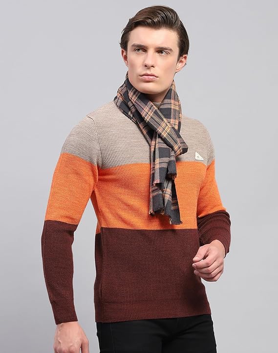 Mens Multi color Self Design Muffler
