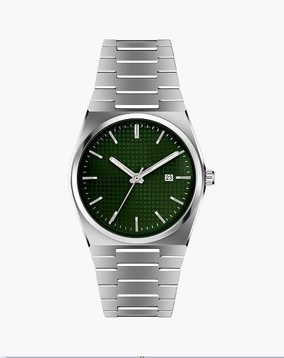 Date Functioning Display Silver Stainless Steel Chain Wrist Watch for Men