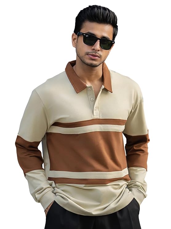 Mens || Color Block || Polo Neck || Full Sleeve || Cotton || T-Shirt