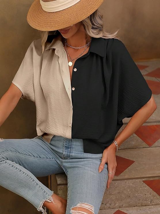 Oversized Shirt for Women – Korean Casual Short Sleeve Loose Fit Top | Plus Size Summer Wear for Girls & Women