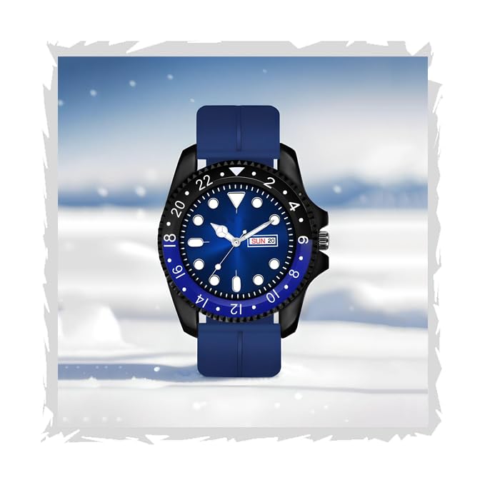 Day Date Display Silicon Band with Adjustable Maganetic Lock Wrist Watch for Men