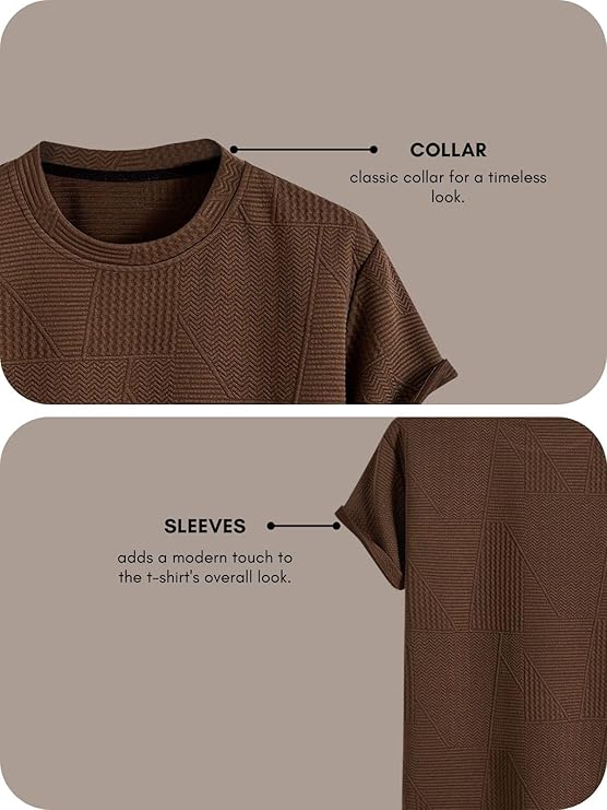 T Shirt for Men Cotton | Textured Oversized Fit Men t-Shirt | Round Neck Half Sleeve Men t-Shirt