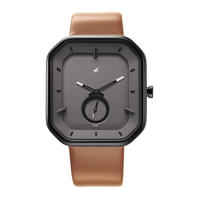 Men After Dark Grey Dial Leather Strap Analog Watch