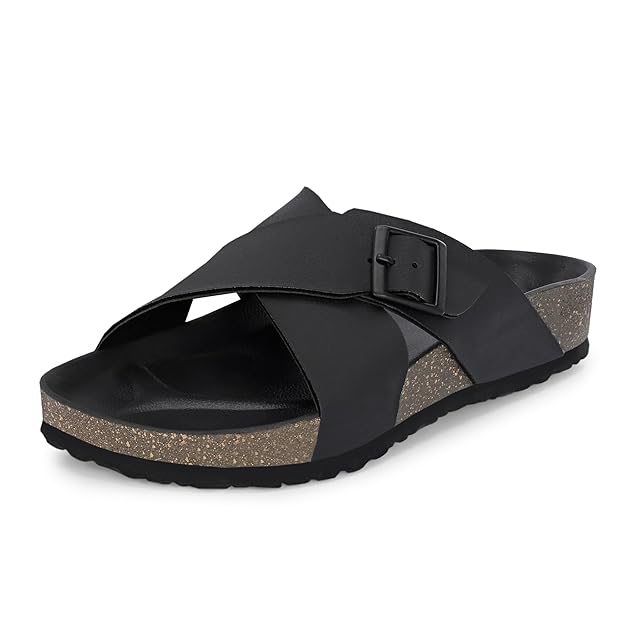 Men's Cushion Sliders/Slippers | PU Padding on the Footbed | Bounce Back Technology