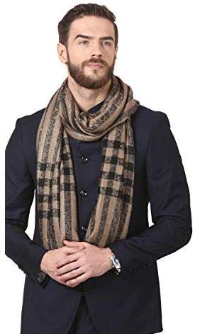 Mens Wool Stole, Check-Stipe Design, Mens Muffler