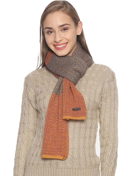 Women's Acrylic Woolen Color Block Casual Warm Winter Wear Muffler