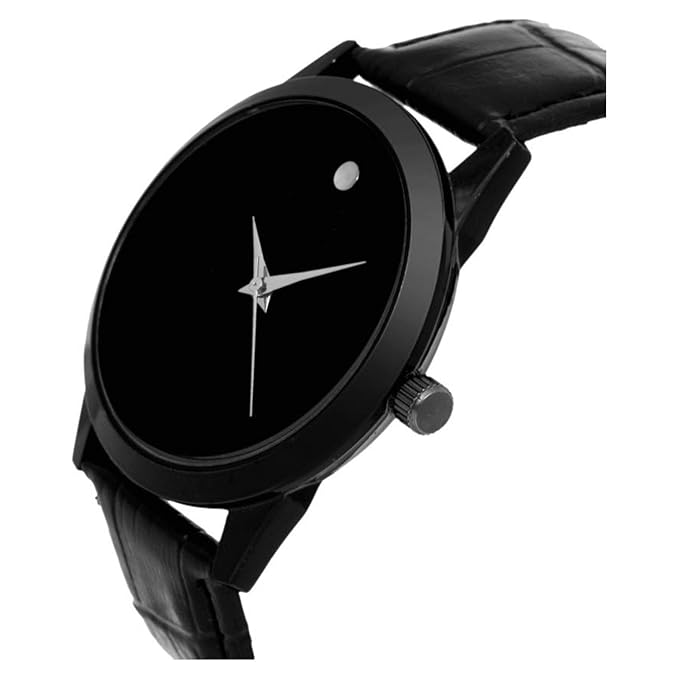 Attractive Lighting ColouredBlack Dial and Strap Analog Watch for Men