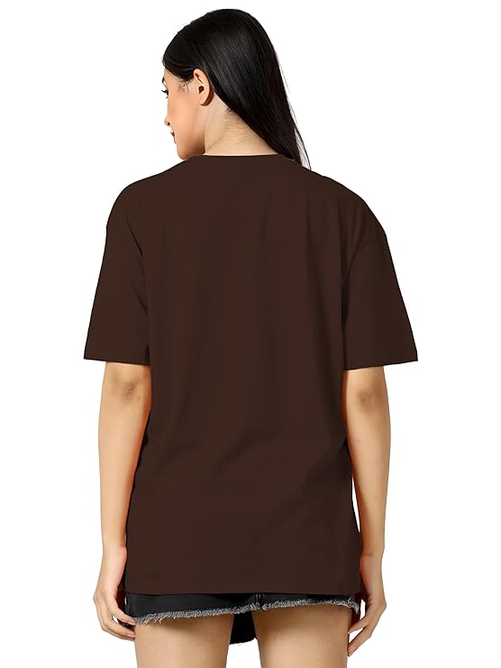 Women's Casual Printed Round Neck, Oversized Longline Drop Shoulder Boho Style T-Shirt