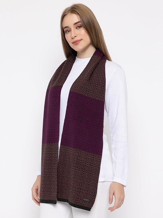 Women's Acrylic Woolen Color Block Casual Warm Winter Wear Muffler