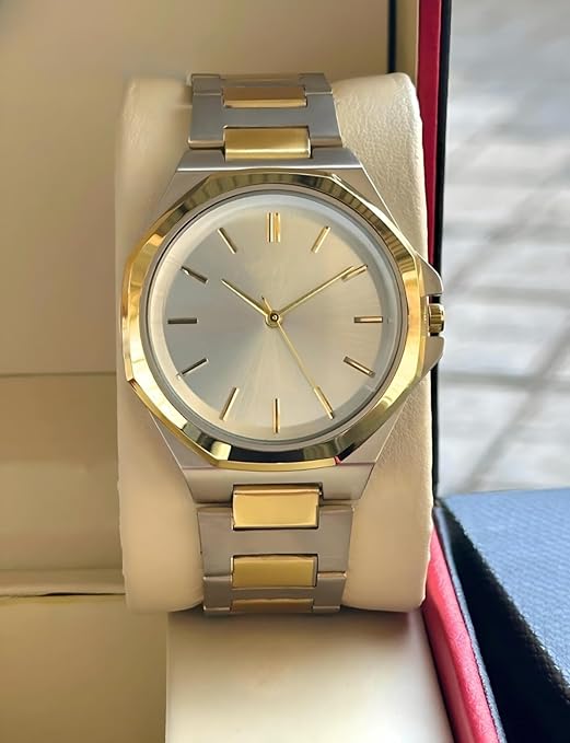 Dual Tone Stainless Steel Strap Men's Wrist Watches